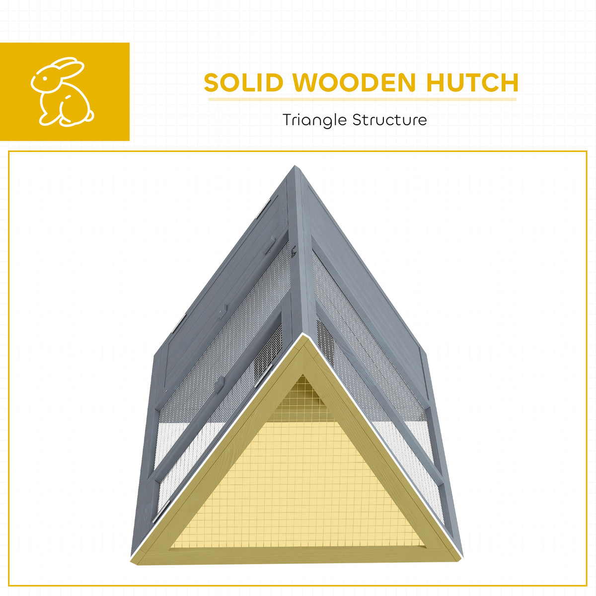 PawHut Rabbit Hutch, Wooden Guinea Pig Hutch with Run and Doors, Outdoor Triangle Bunny House for Rabbits,Duck and Chicken