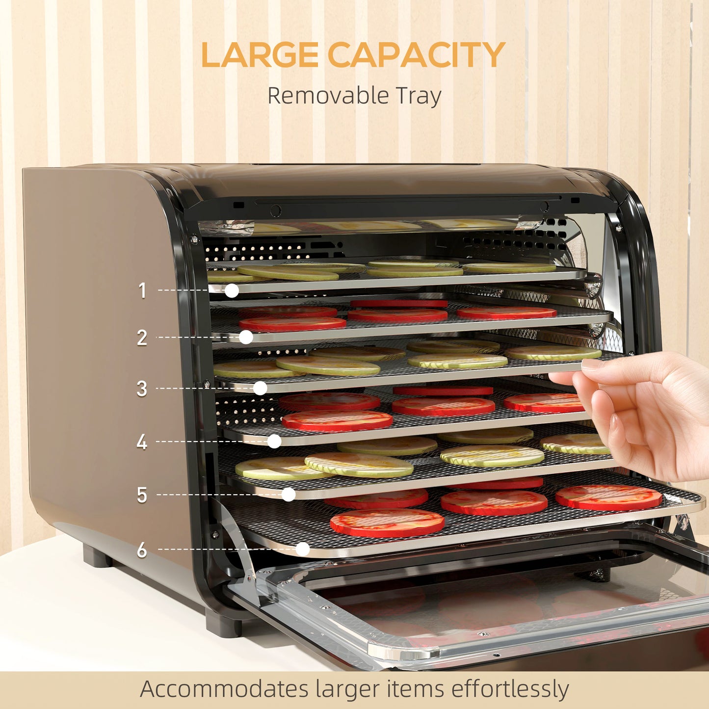 HOMCOM 35-70Â°C Six-Tray Food Dehydrator - Black