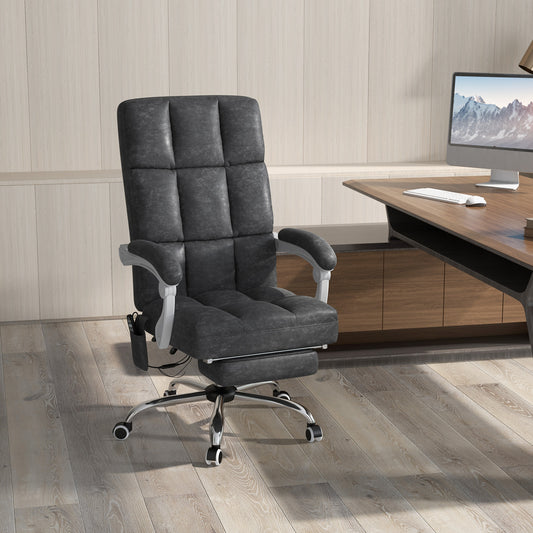 Vinsetto Massage Office Chair, Ergonomic Desk Chair, Comfy Work Study Chair with Heat, Padded Seat, 135Â° Reclining Back and Footrest for Home Office, Charcoal Grey