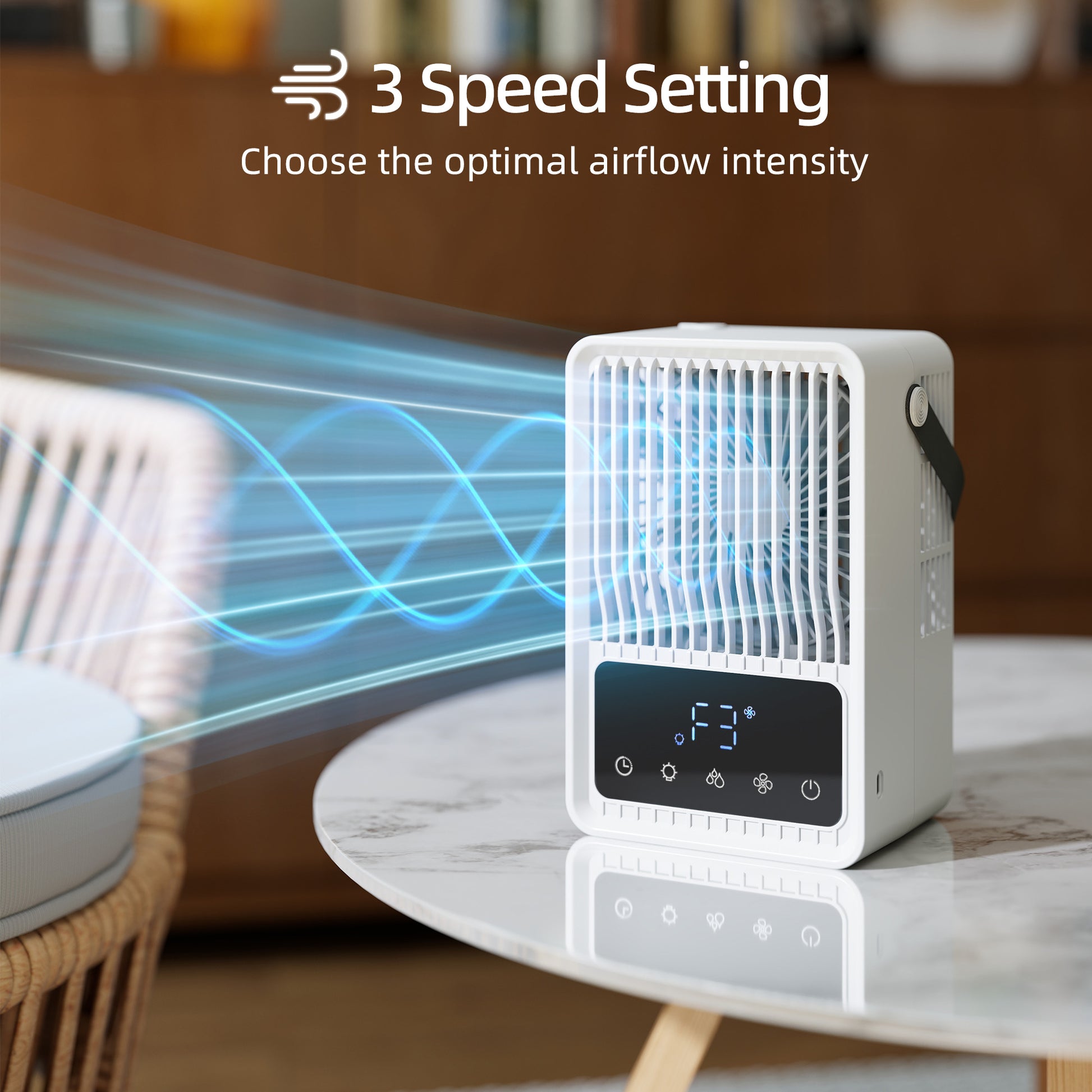 HOMCOM Portable Air Conditioner, 4-in-1 Mini Air Cooler with 3 Wind Speed, 2 Mist Mode, 7 Colour RGB Light, Black and White