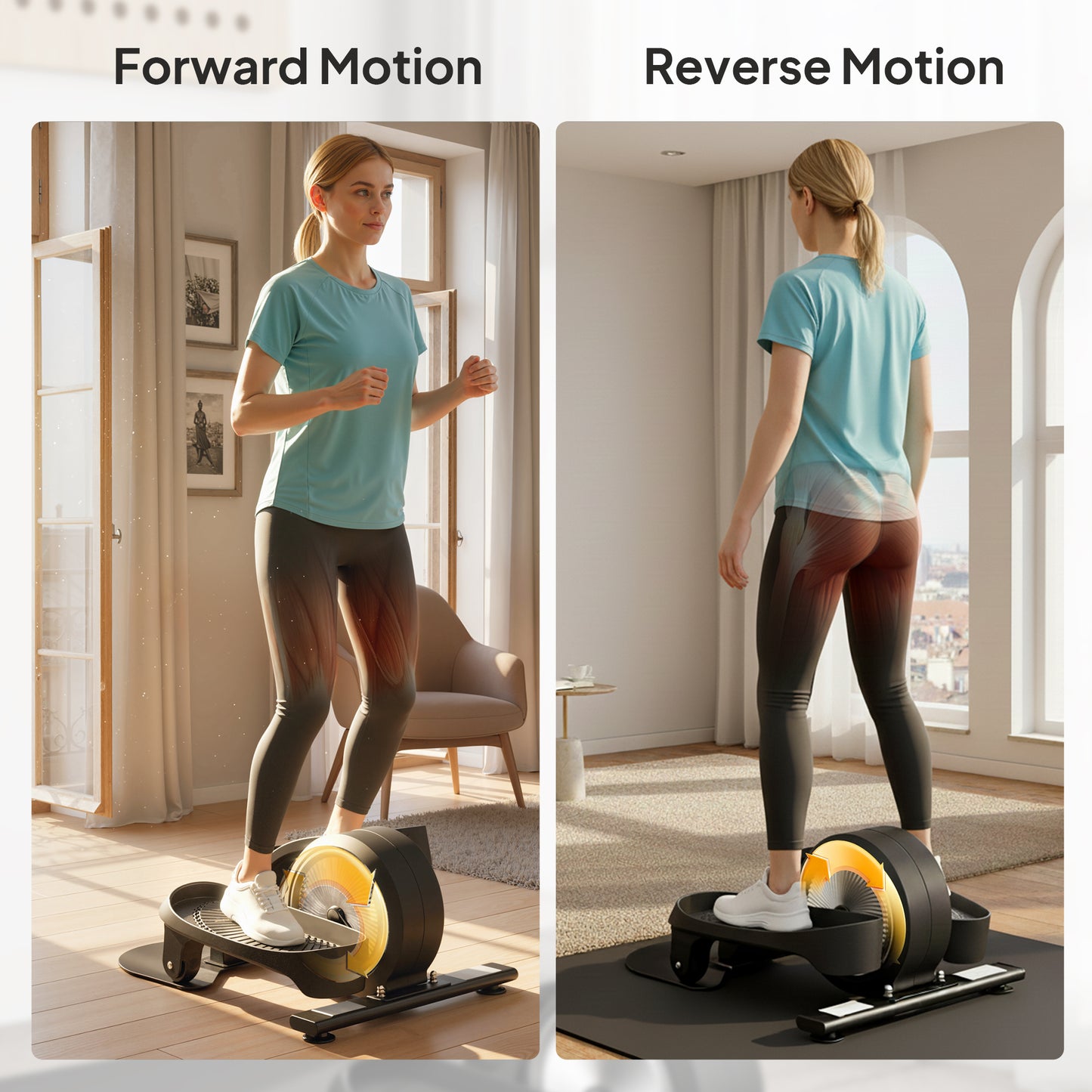 SPORTNOW Under Desk Elliptical Machine with LCD Monitor, 8 Adjustable Magnetic Resistances for 2-in-1 Seat & Stand Up Exercise