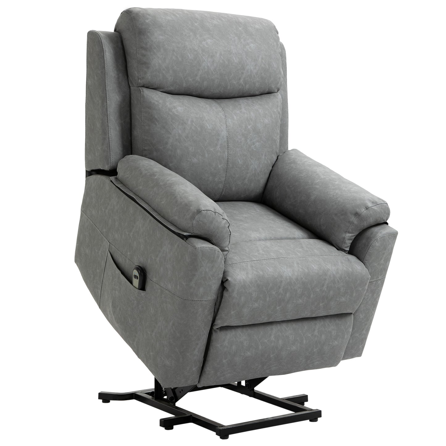 HOMCOM Faux Leather 70Â° Electric Riser Recliner Chair - Grey