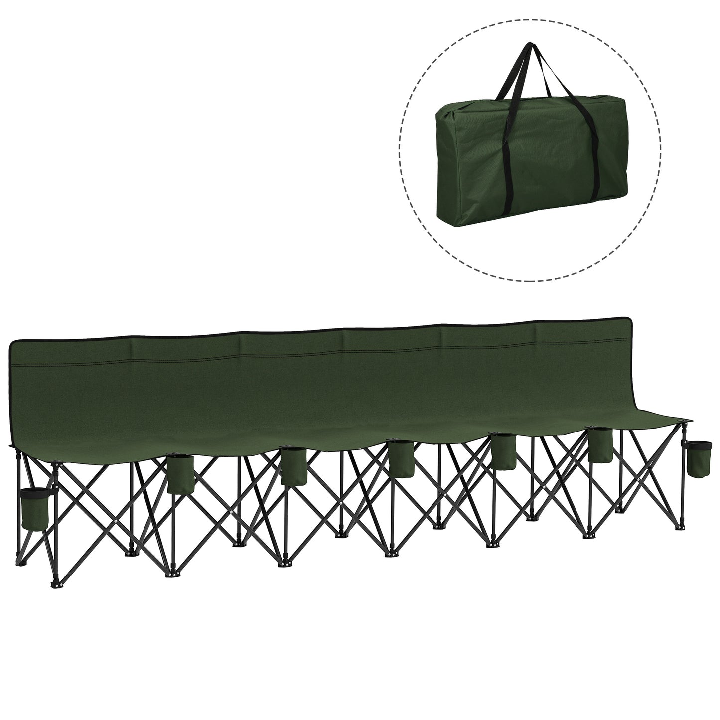 Outsunny 6 Seater Folding Camping Chair with Cup Holder & Carry Bag - Green Default Title