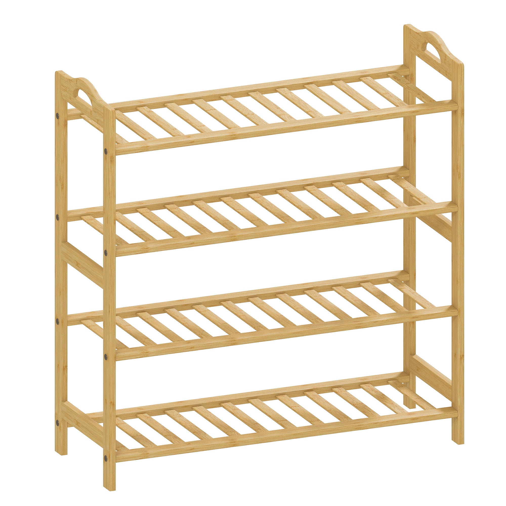 HOMCOM Freestanding Bamboo Shoe Rack, 4-Tier Shoe Shelf Stand for Hall ...
