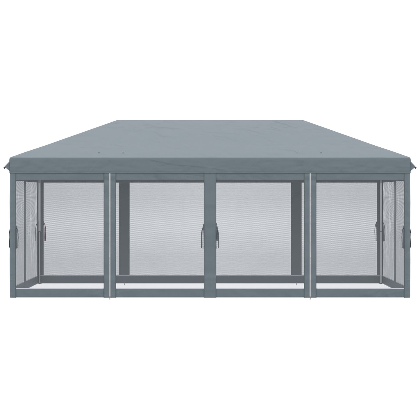 Outsunny 3 x 6m Pop Up Gazebo, Outdoor Canopy Shelter, Marquee Party Wedding Tent with 6 Mesh Walls and Carry Bag, Grey