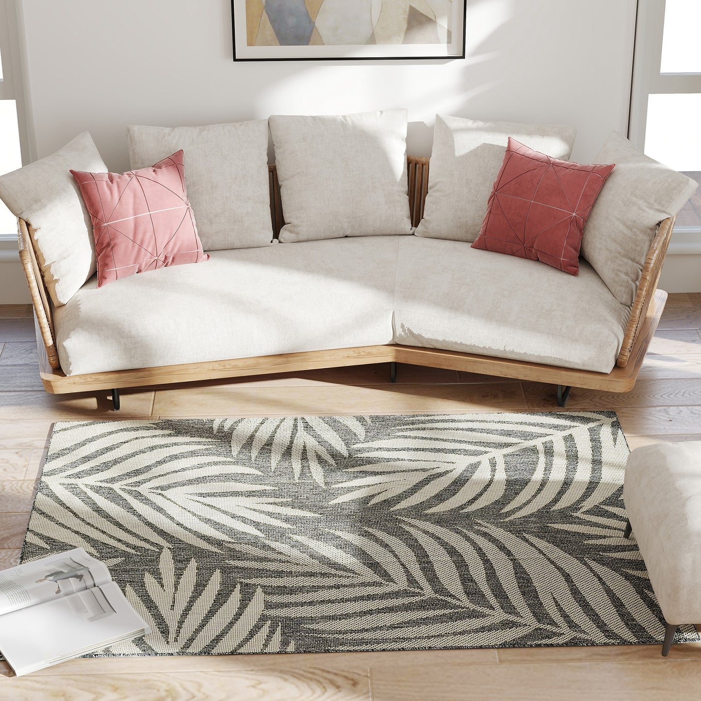 HOMCOM UV Resistant Indoor & Outdoor Area Rug, Easy-Cleaning Machine Washable Rug for Patio, Garden, Kitchen, Bathroom or Living Room, 170 x 120 cm, Grey