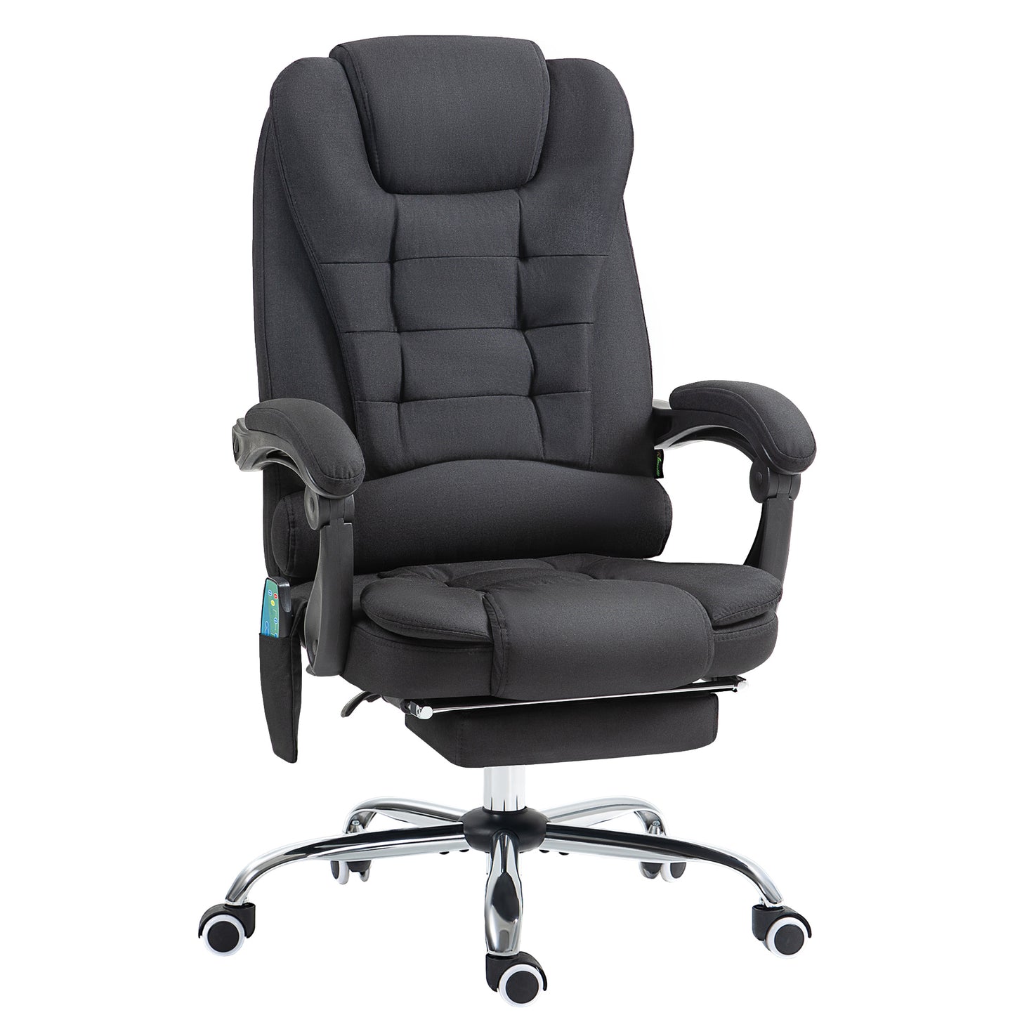 Vinsetto Six-Point Massage and Heated Office Chair with 135Â°Recline Back - Black