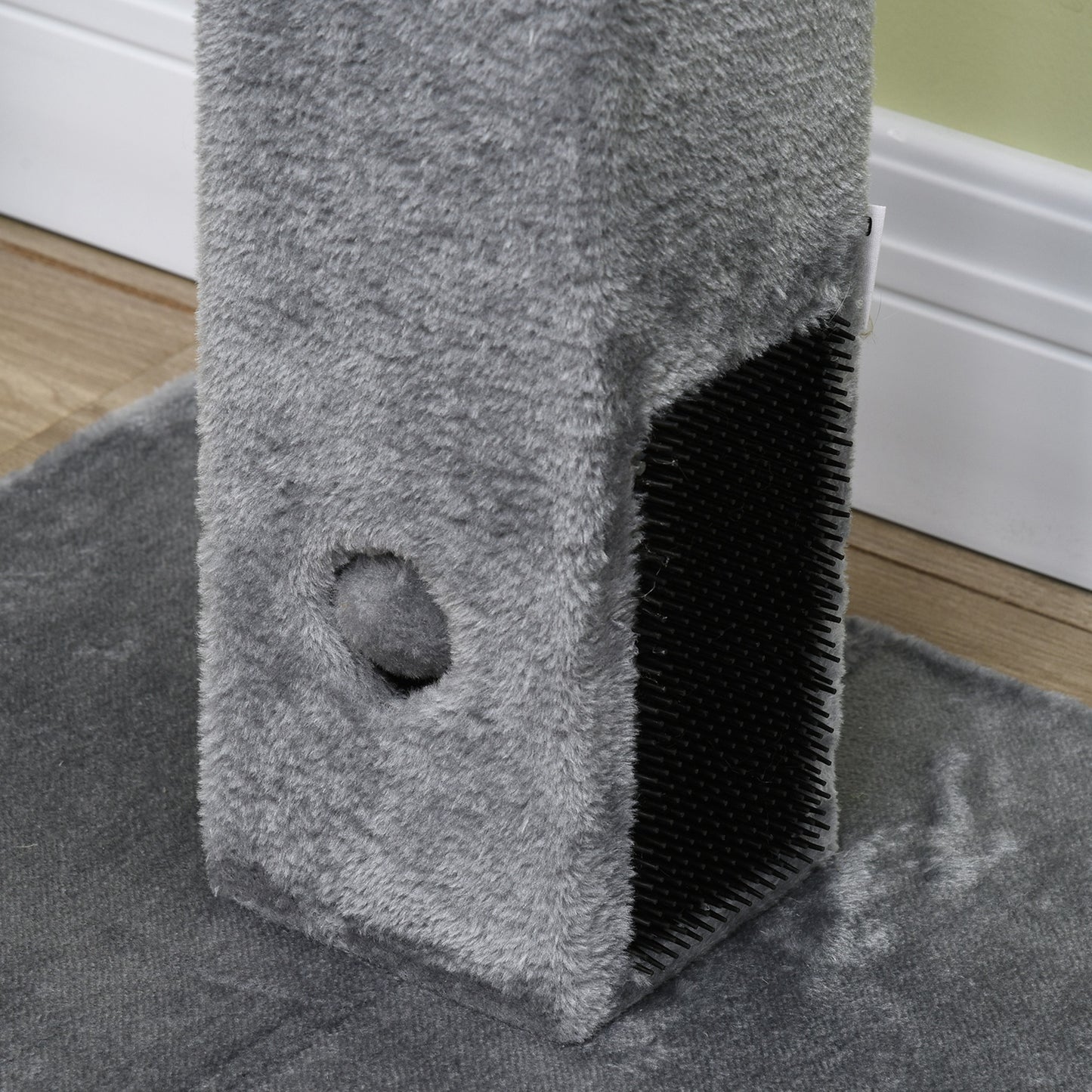PawHut Cat Tree Scratching Post for Indoor Cats 79cm Jute Scratcher Climber w/ Carpet Base Dangling Toy â€“ Grey