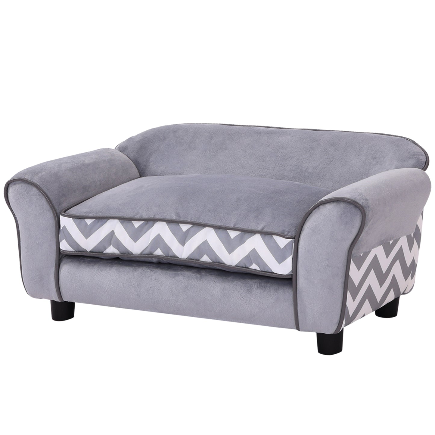 PawHut Dog Sofa Bed for XS-Sized Dogs, Cat Sofa with Soft Cushion, Pet Chair Lounge with Washable Cover, Removable Legs, Wooden Frame - Grey