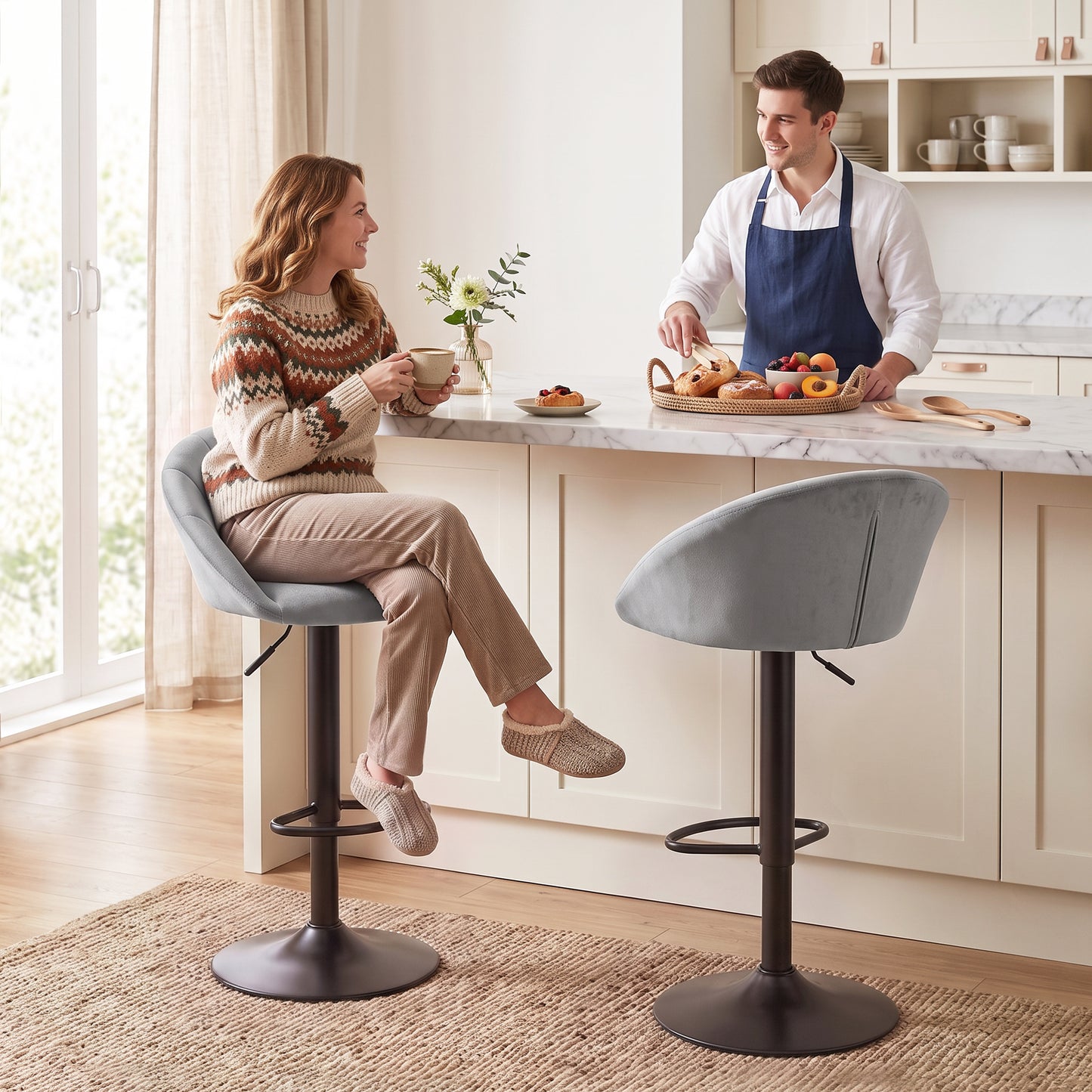 HOMCOM stool counter backs