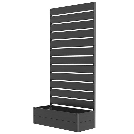Outsunny Raised Bed for Garden, Planter with Trellis for Climbing Plants, Vines, Planter Box with Drainage Gap, Black