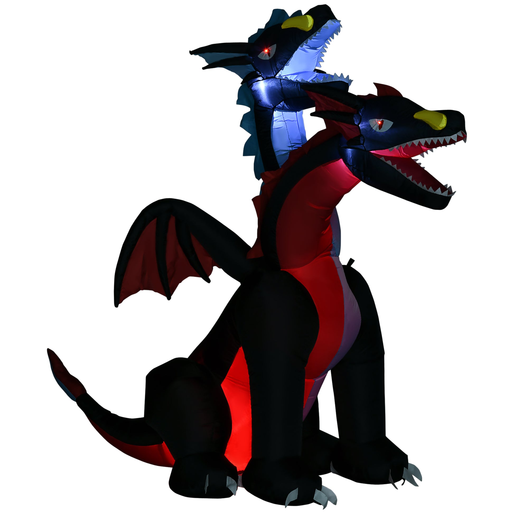HOMCOM 7FT Tall Halloween Inflatable Dragon with 2 Heads and LED Lights, Blow Up Halloween Party Decoration for Indoor Outdoor Yard Lawn Garden Default Title