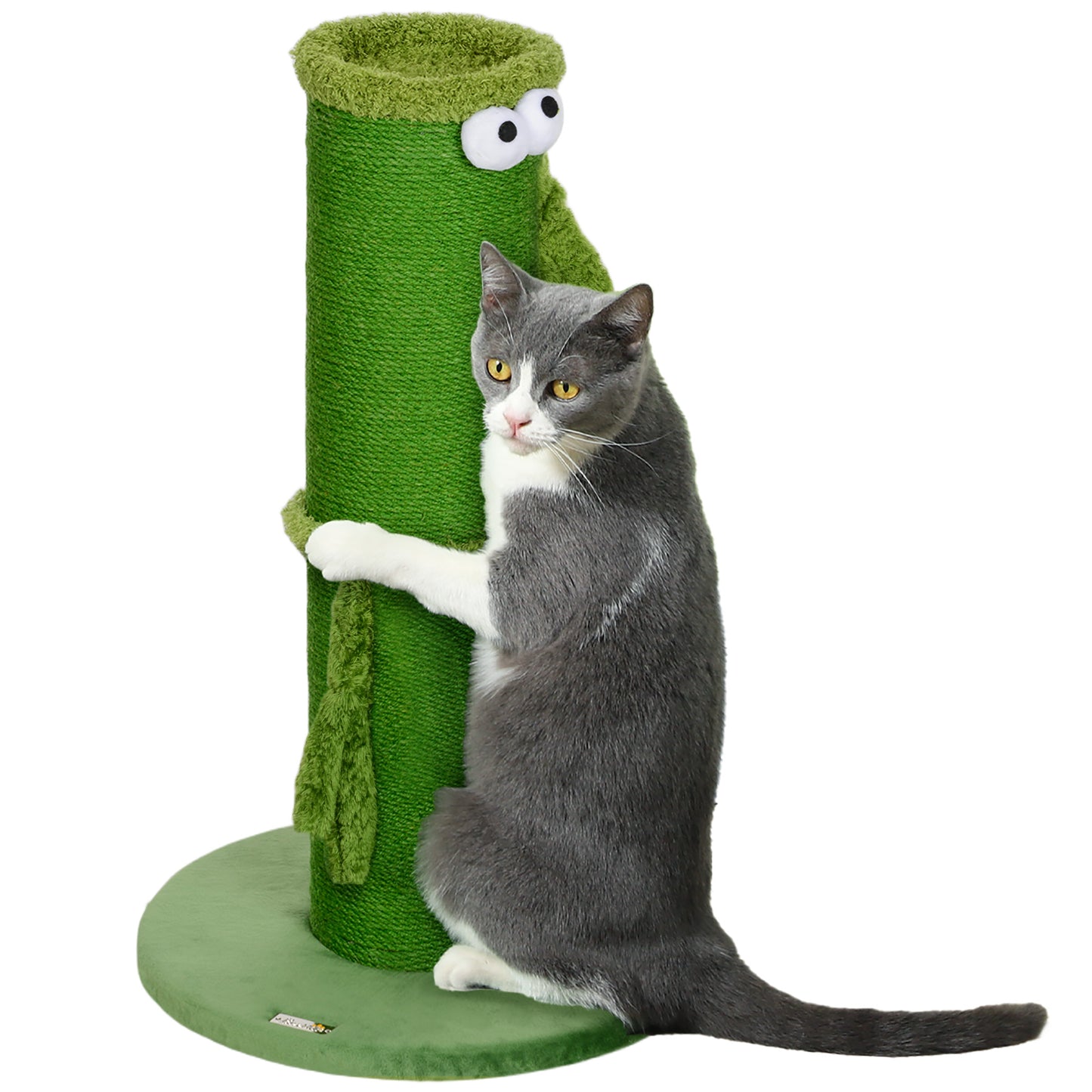PawHut 63cm Cat Scratching Post for Indoor Cats, with Sisal Rope Cover, Large Base, Green Default Title