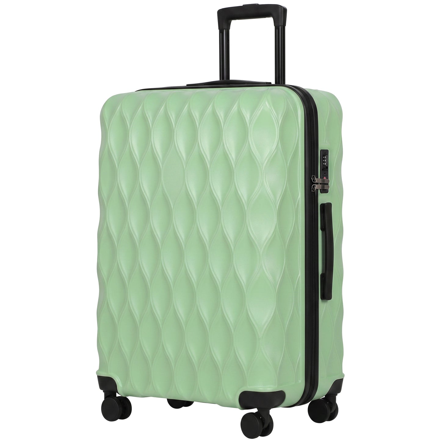 HOMCOM 77cm 98L Suitcase, Lightweight ABS Hard Shell Carry On Luggage with TSA Lock, Spinner Wheels, Telescopic Handle, Green