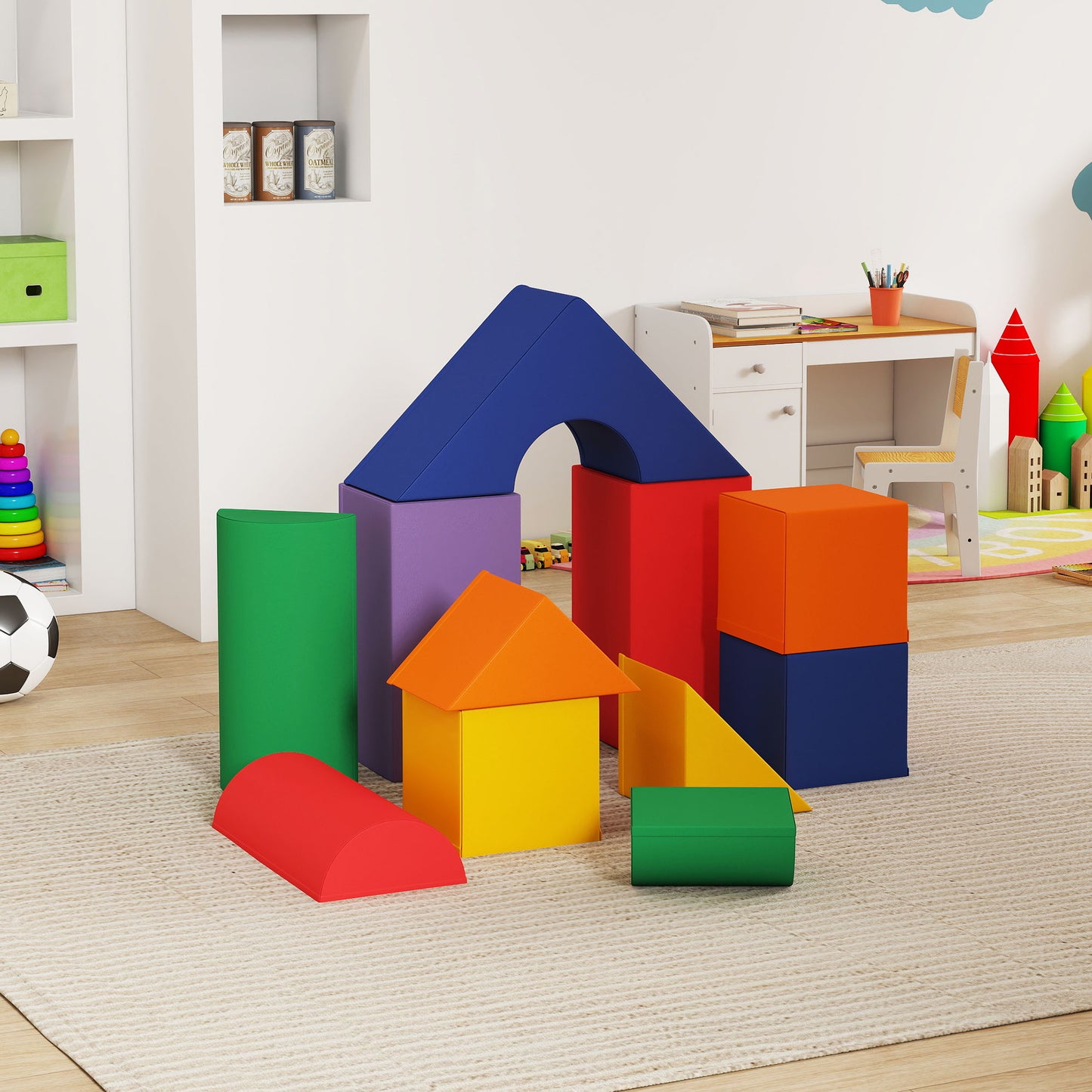 HOMCOM 11-Piece Kids Soft Play Set, Foam Block, Toys for Climbing, Crawling, Multicoloured