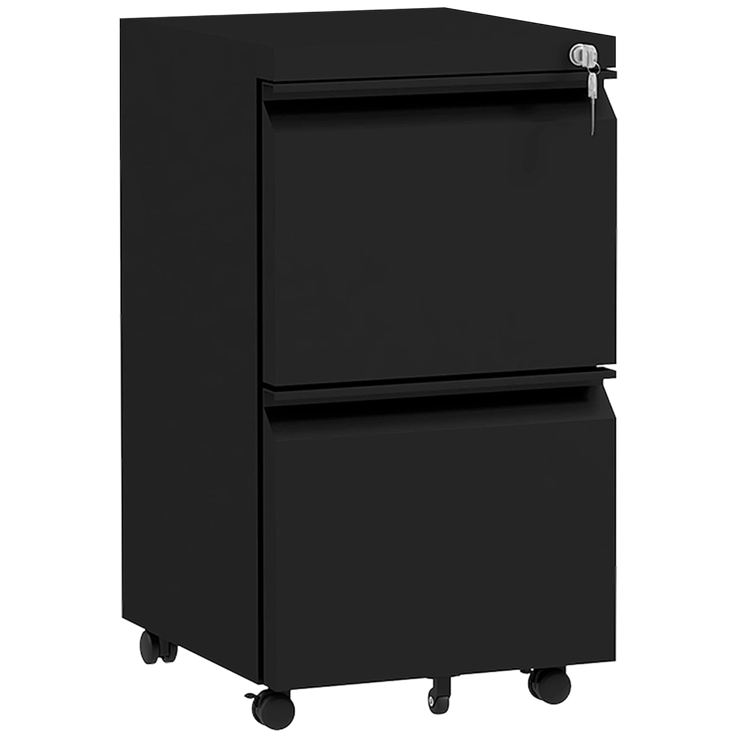 Vinsetto 2-Drawer Mobile Filing Cabinet, Metal Lockable File Cabinet for Letter, A4 and Legal Size, Pre-Assembled Body, Black