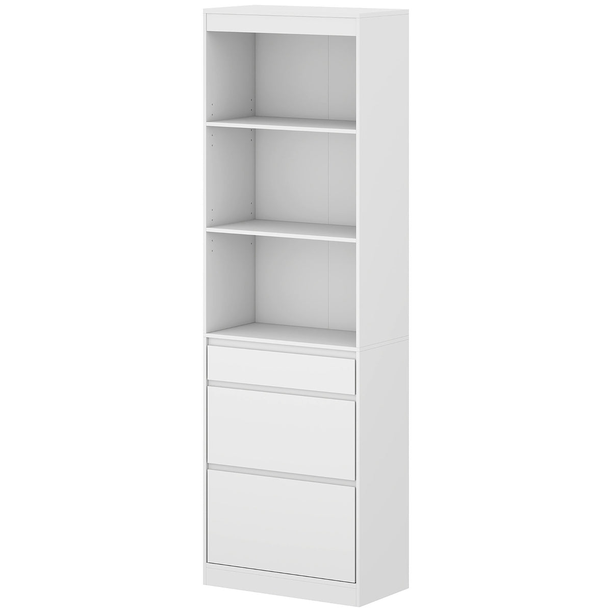 HOMCOM Bookcase with Drawers Adjustable Shelves Book Shelf for Study Living Room White Default Title