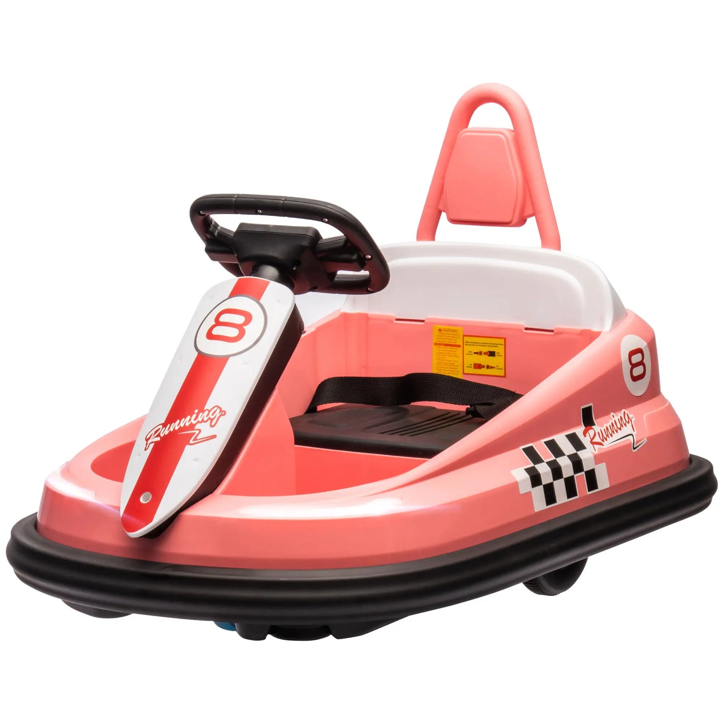 6V Electric Kids Dodgem Bumper Car, 6V Spin Waltz Car, with Music, Horn, Lights - Pink