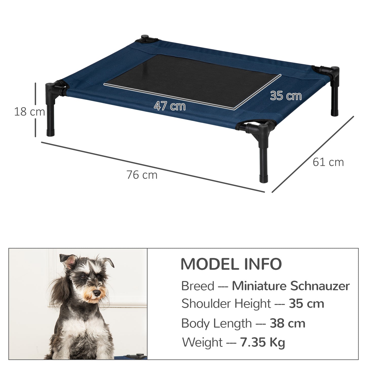 PawHut Raised Dog Bed Cat Elevated Lifted Puppy Pet Elevated Cot Portable Camping Basket â€“ Blue (Medium)