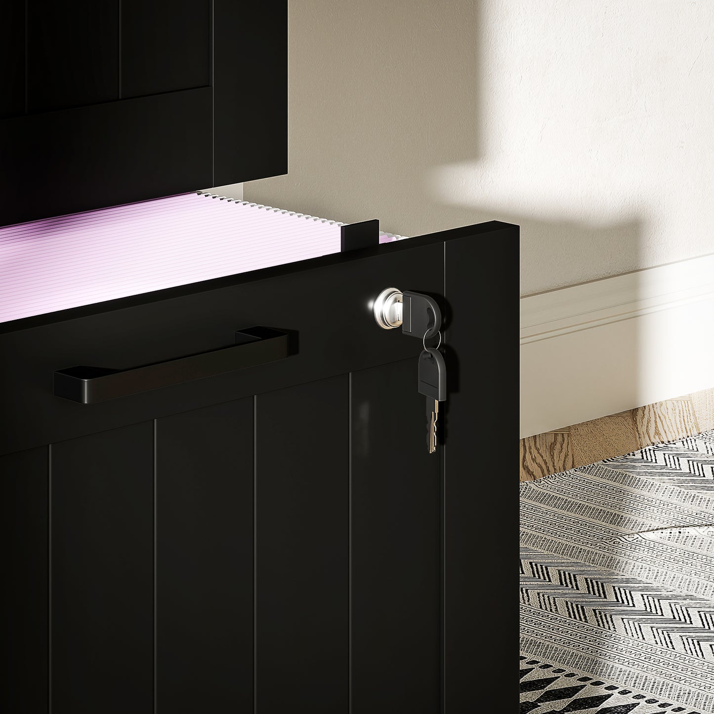 HOMCOM 4 Drawer Filing Cabinet with Lock, Office Storage Cabinet with Adjustable Hanging Bars for A4 Letter Size Files, Black