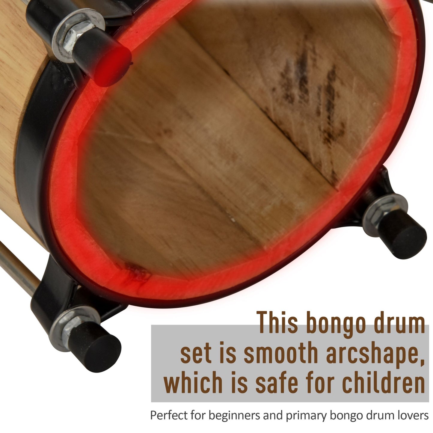 HOMCOM Wooden Bongo Drum Set Î¦7.75" & Î¦7" w/ Drum Head, Percussion Instrument, Drums, Tuning Wrench For Adults Beginners