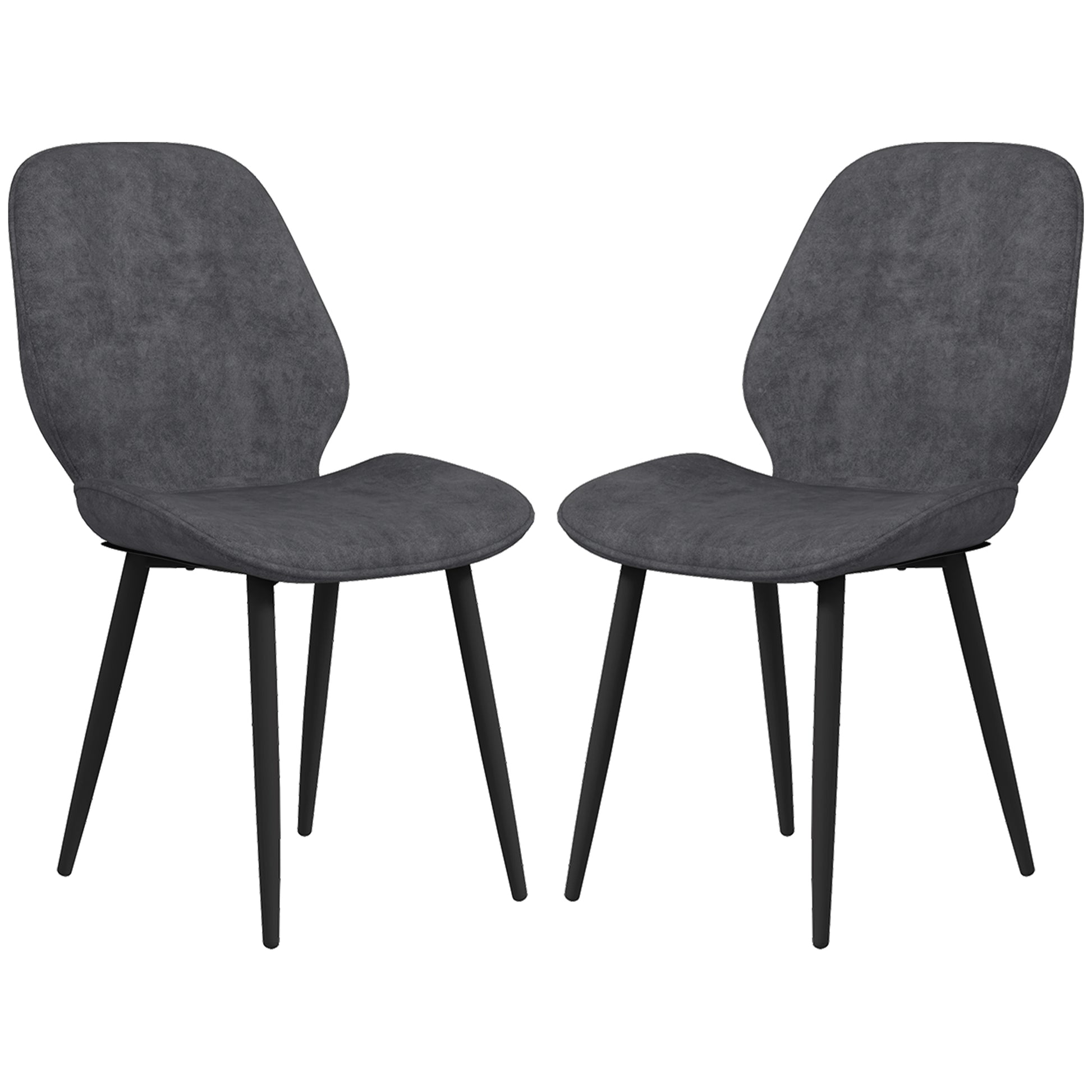 HOMCOM Velvet Dining Chairs, Set of 2 Dining Room Chairs with Metal Legs for Living Room, Dining Room, Grey
