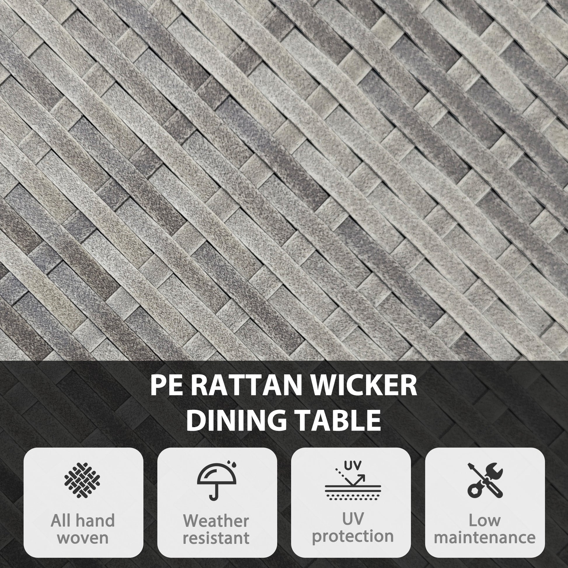 Outsunny 70 cm Wood-Effect Rattan Garden Table - Natural Wood Finish