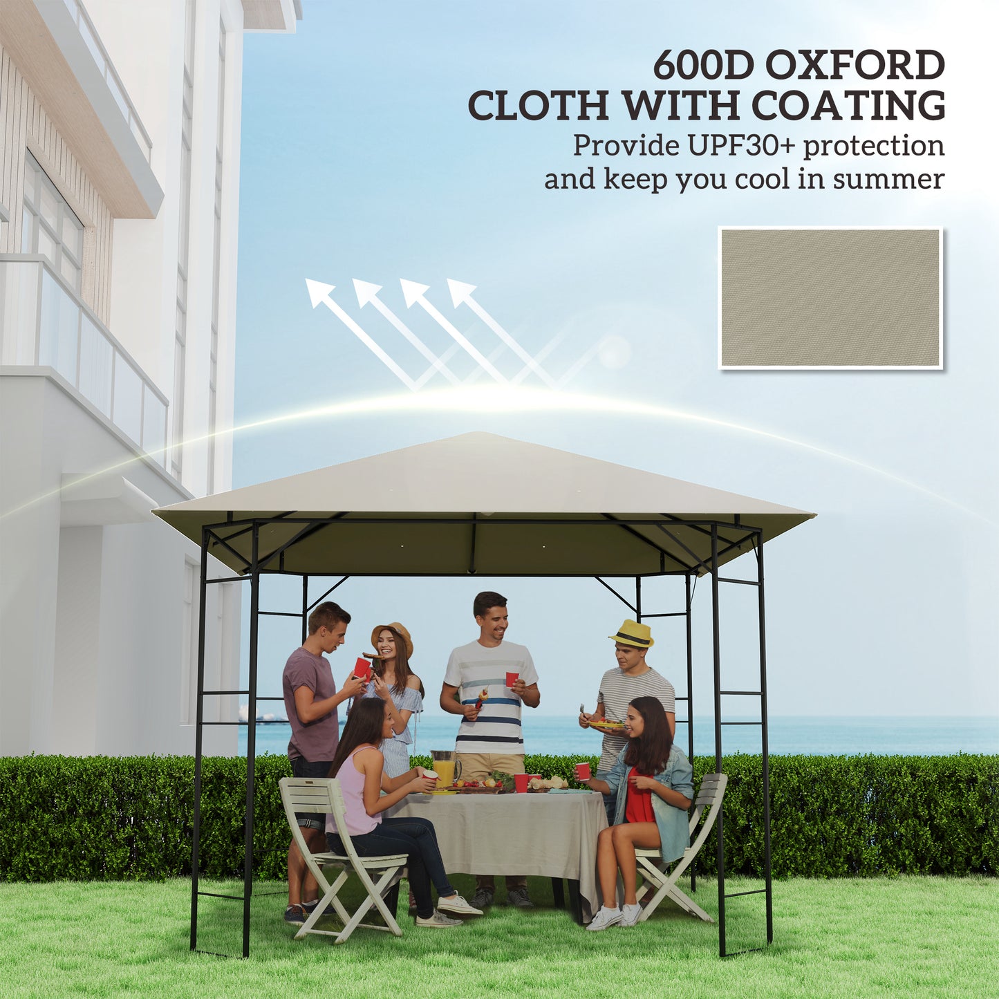 Outsunny 3 x 3(m) Gazebo Canopy Replacement, for 01-0867 - Light Grey