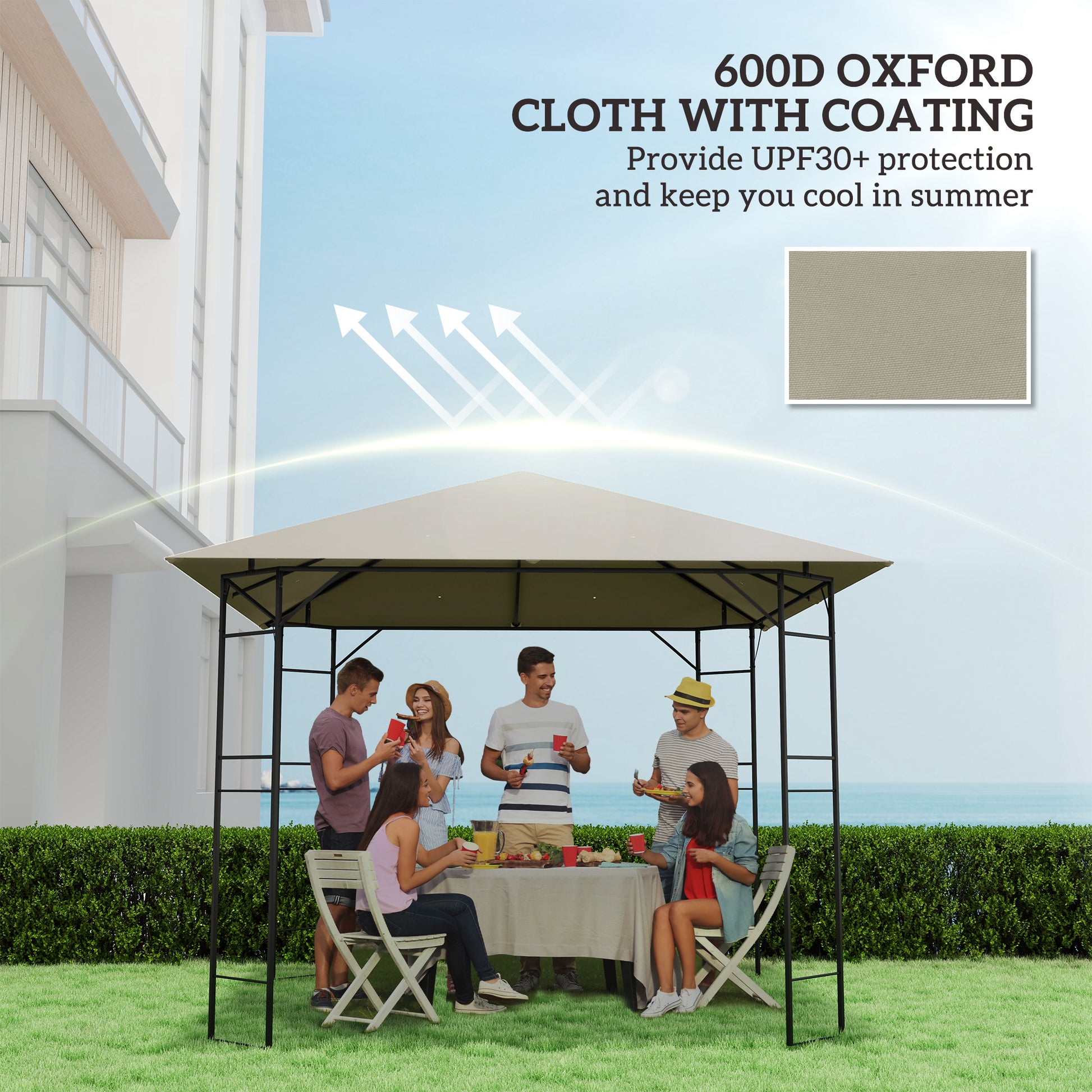 Outsunny 3 x 3(m) Gazebo Canopy Replacement, for 01-0867 - Light Grey