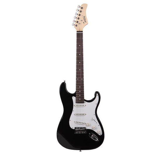 GST Rosewood Fingerboard Electric Guitar Bag Shoulder Strap Pick Whammy Bar Cord Wrench Tool Black & White