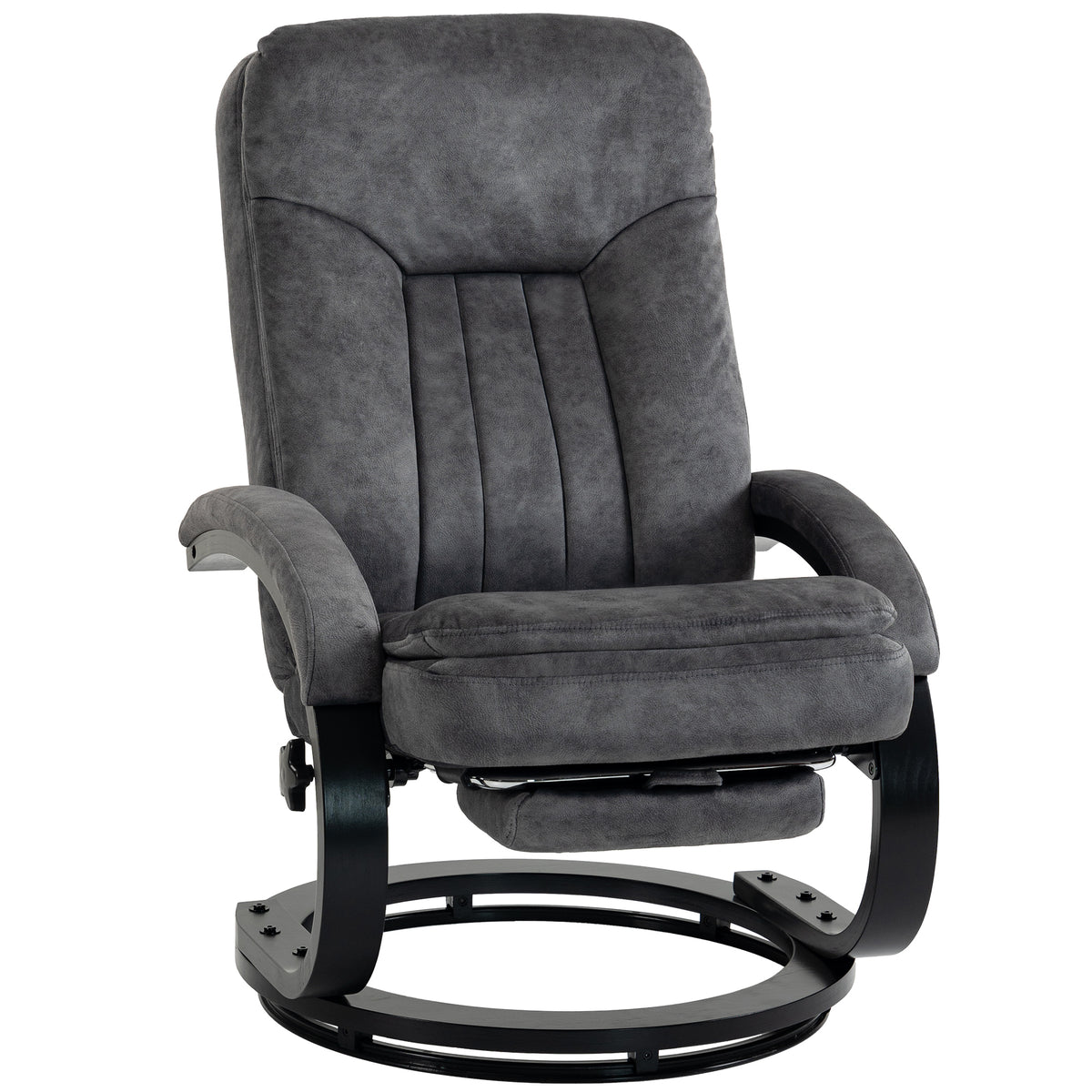 HOMCOM Swivel Recliner Chair, Velvet Recliner Armchair with Retractable Footrest, Dual-Layer Cushion, High Back, Dark Grey Default Title