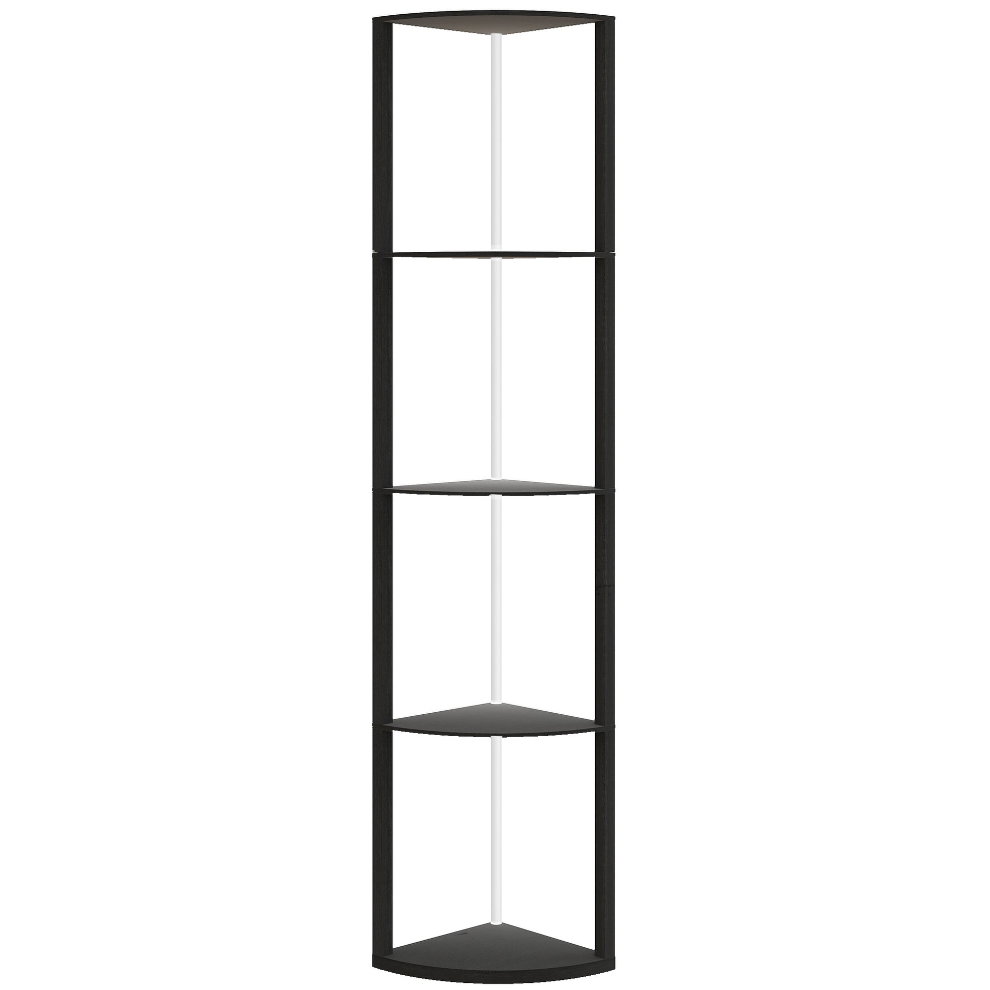 HOMCOM RGB LED Floor Lamp with Shelves, 4-Tier Dimmable Standing Lamp with Remote Control, Black Default Title