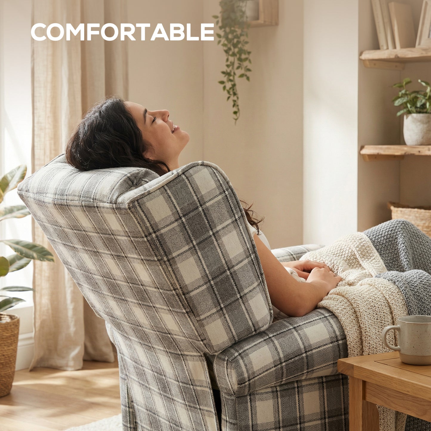 HOMCOM 160Â° Reclining Armchair, with Footrest - Grey and White