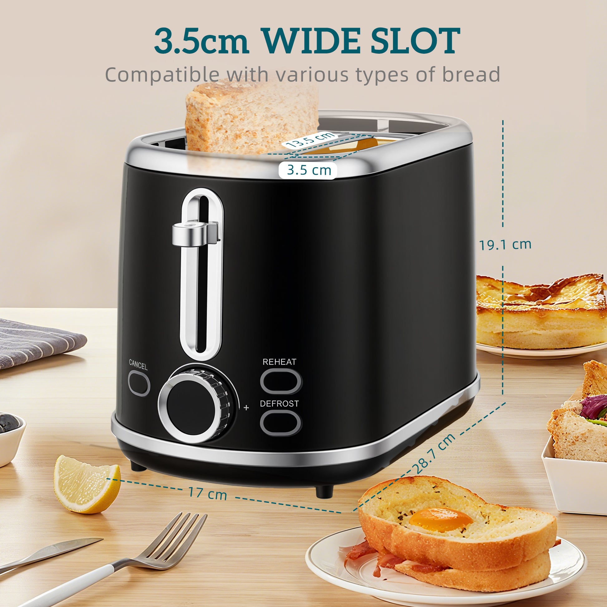 HOMCOM Polished Retro 40-100Â°C Kettle and Toaster Set - Black