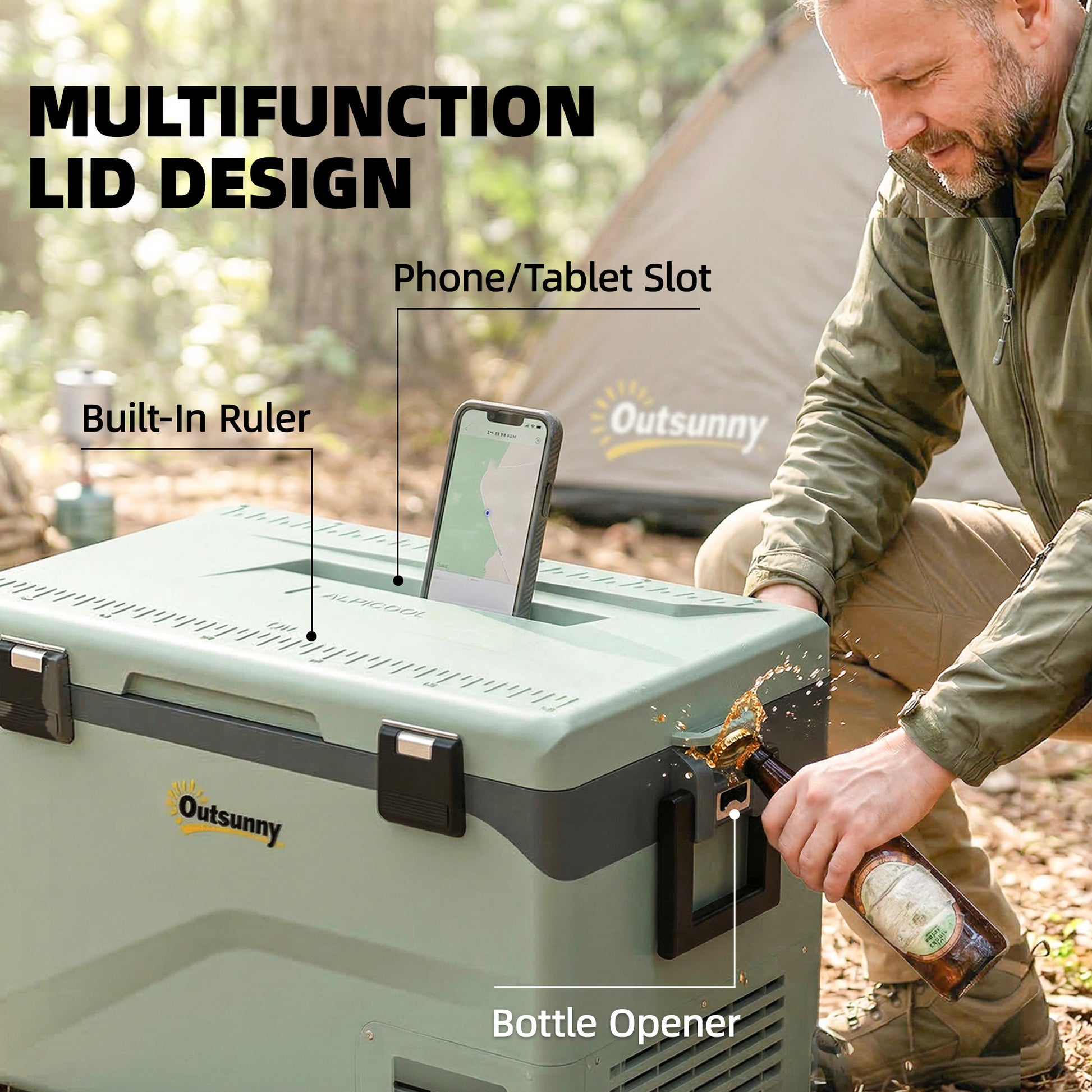 Outsunny 42.5L Compressor Car Fridge Freezer, Camping Refrigerator with App Control, 20â„ƒ-20â„ƒ
