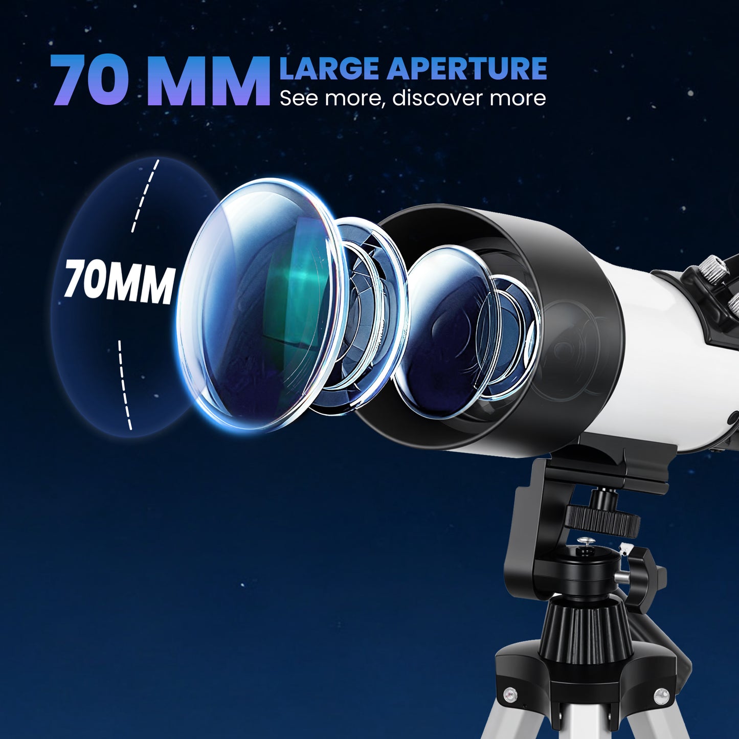 Outsunny Astronomy Telescope for Adults and Beginners with 70 mm Aperture, Carry Bag, White