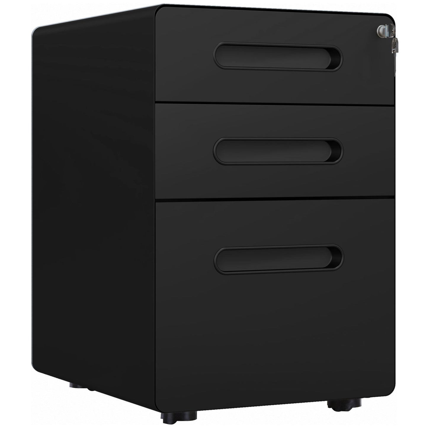 Vinsetto Lockable File Cabinet with 3 Drawers, Vertical Office Drawer for A4, Letter, Legal Size, Anti-tilt Design, Pre-Assembled Body, Black Default Title