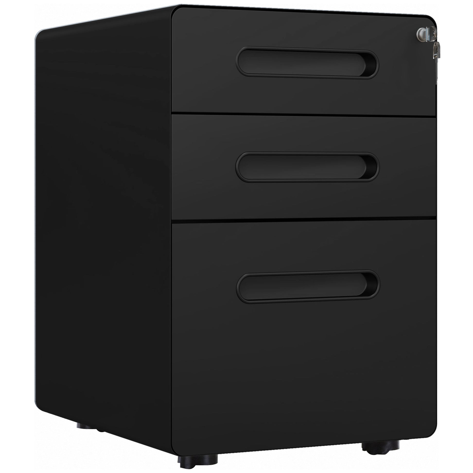 Vinsetto Lockable File Cabinet with 3 Drawers, Vertical Office Drawer for A4, Letter, Legal Size, Anti-tilt Design, Pre-Assembled Body, Black Default Title