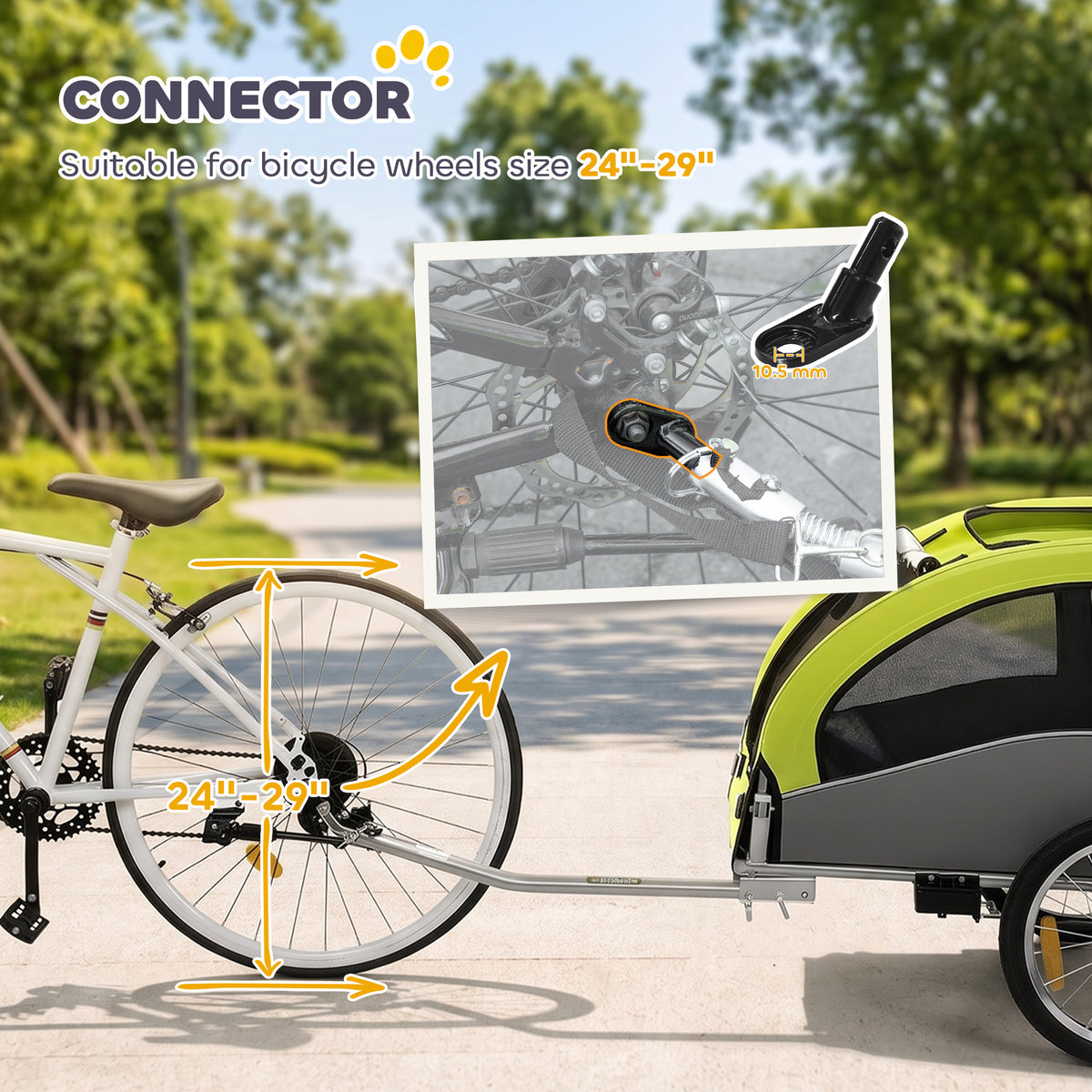 PawHut 2 in 1 Dog Bike Trailer, Foldable Pet Stroller, Dog Bicycle Trailer with Suspension, for Medium Dogs up to 20kg, Green