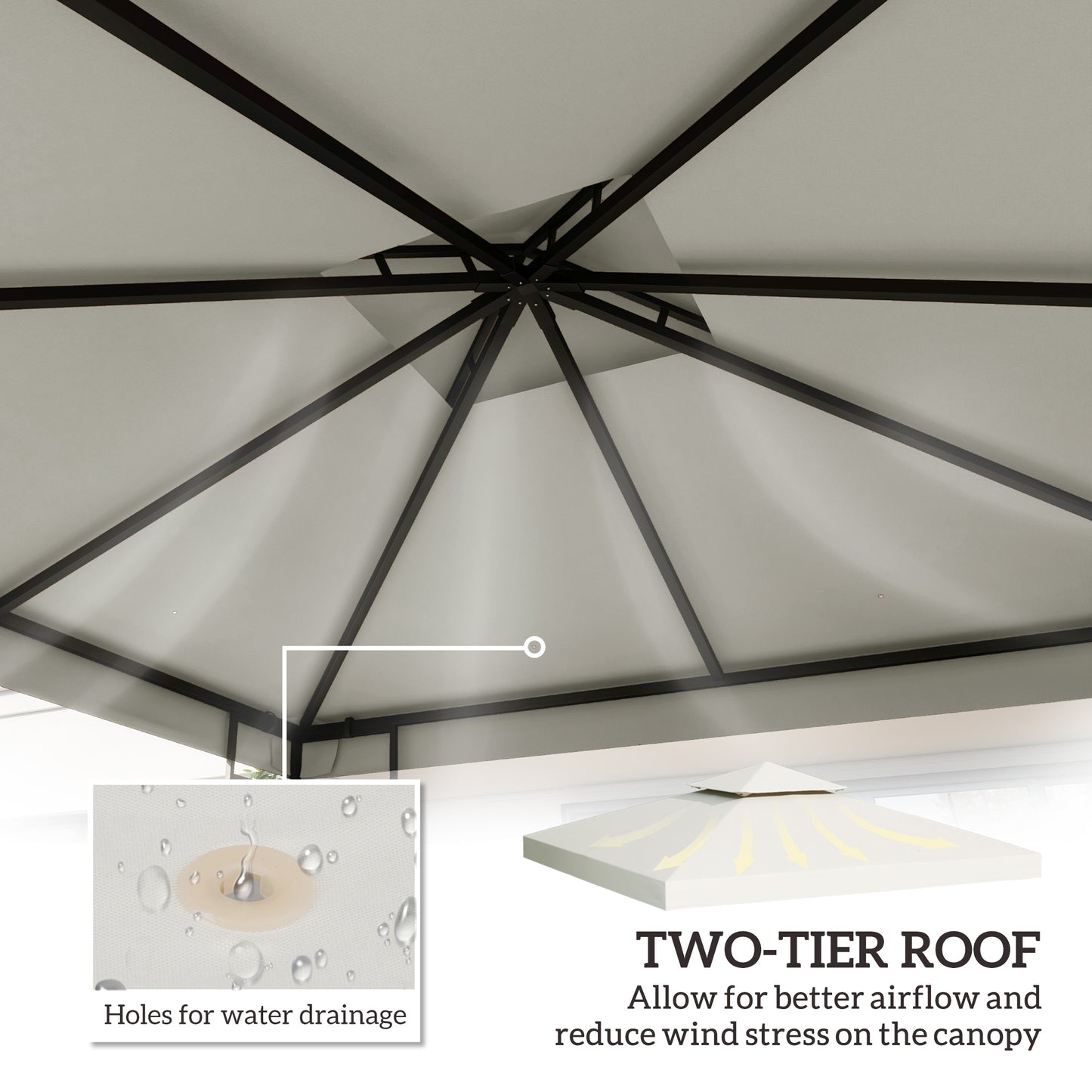 Outsunny Gazebo Replacement Canopy 3x3 m-Cream White