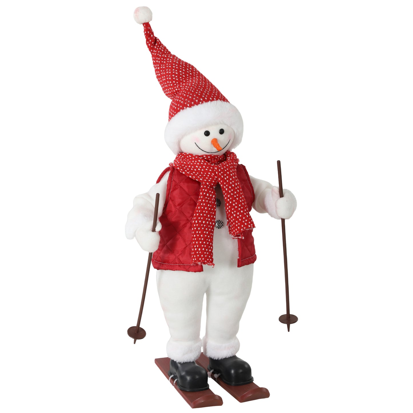HOMCOM 2ft Singing Skiing Santa Claus, Standing Christmas Animated Santa Figure with Ski Board, Poles, Sound/Touch Activated