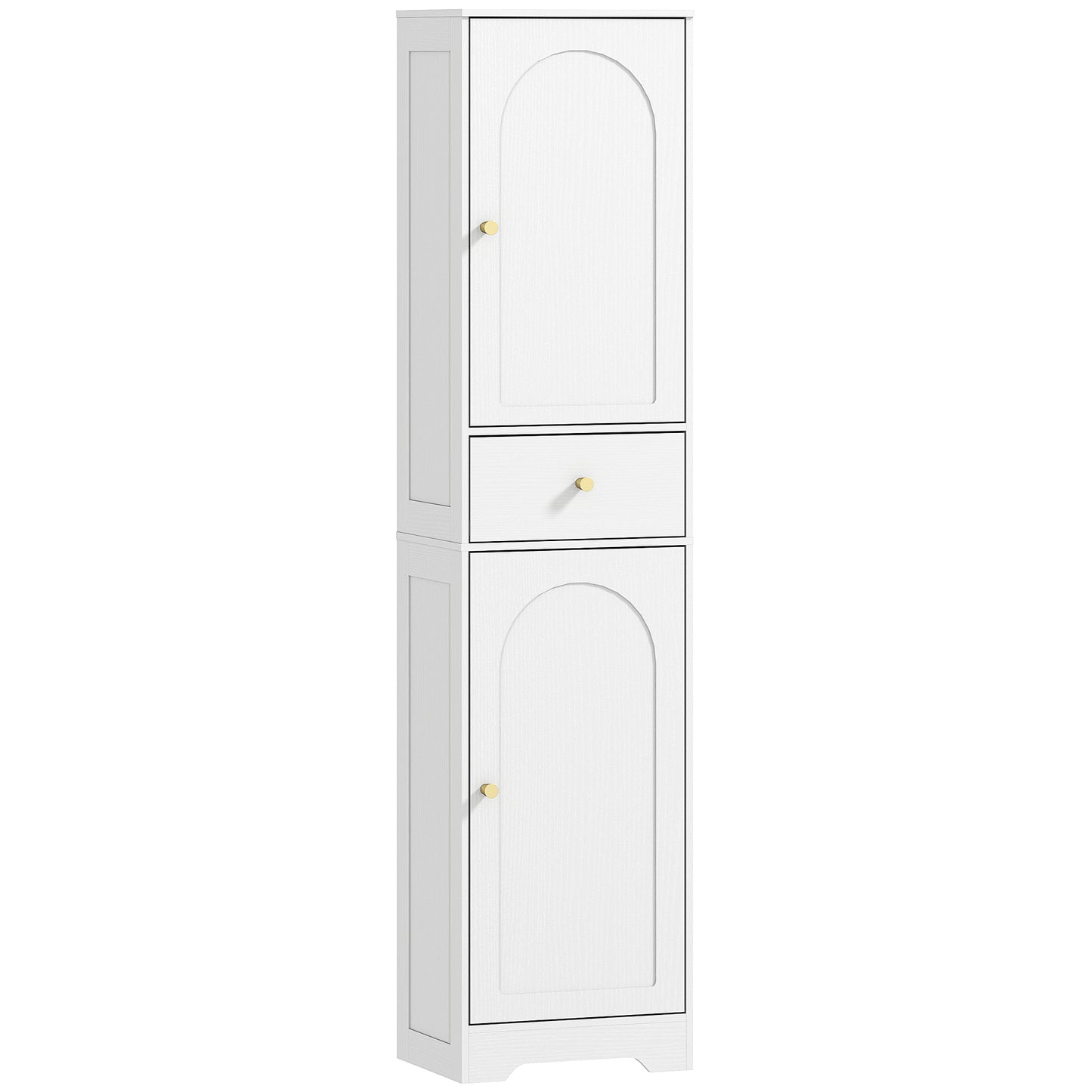 HOMCOM Tall Bathroom Cabinet with Arched Doors - White Default Title