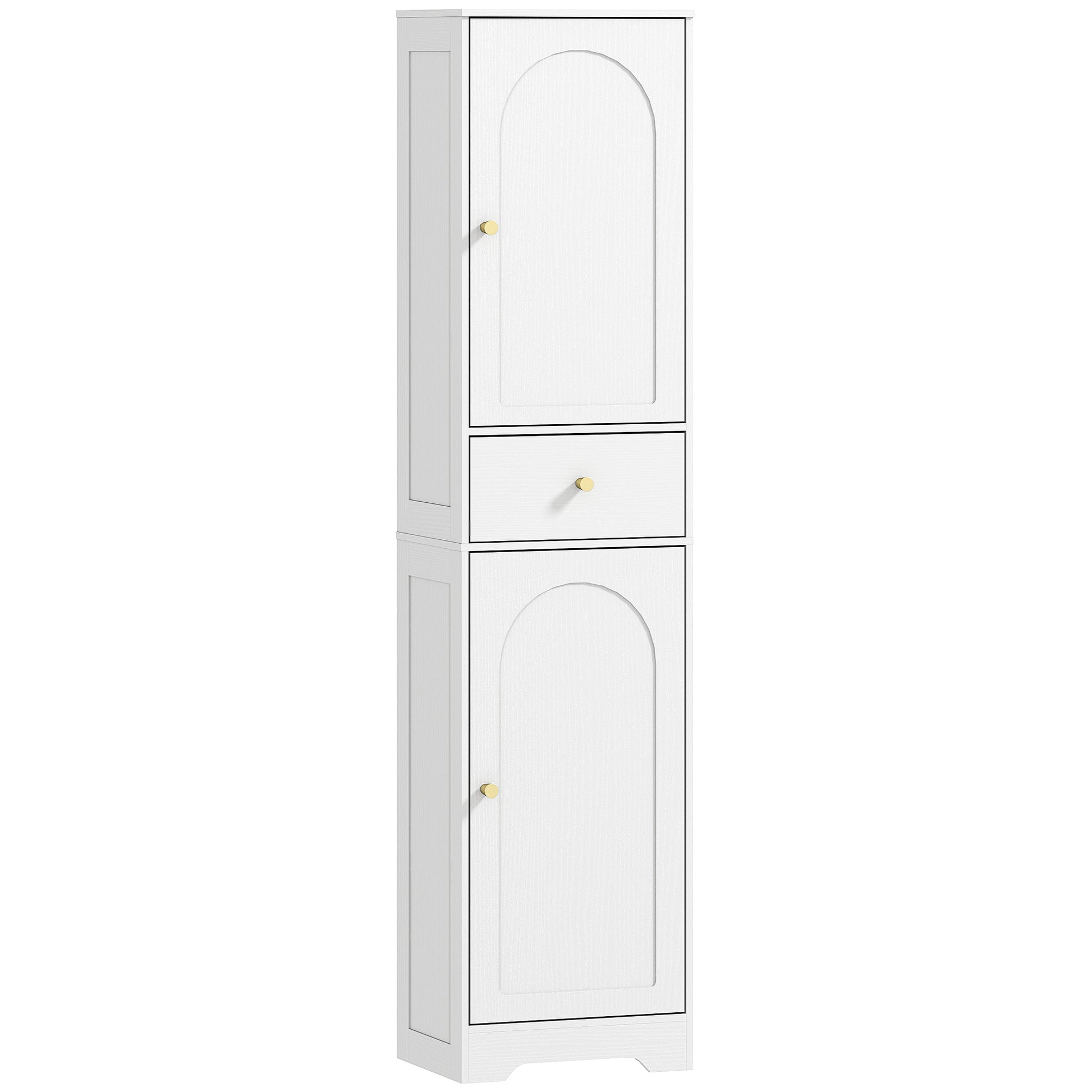 HOMCOM Tall Bathroom Cabinet with Arched Doors - White Default Title