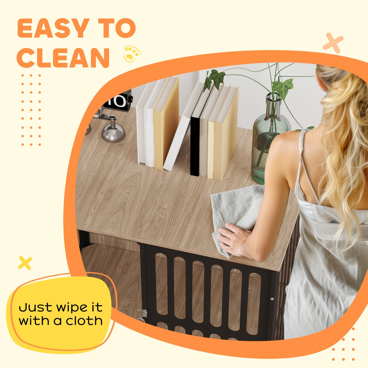 PawHut Dog Crate Furniture with Anti-Chew Resistant Mesh, Anti-Escape Single Door, for Medium Dogs, 80 x 55 x 72 cm