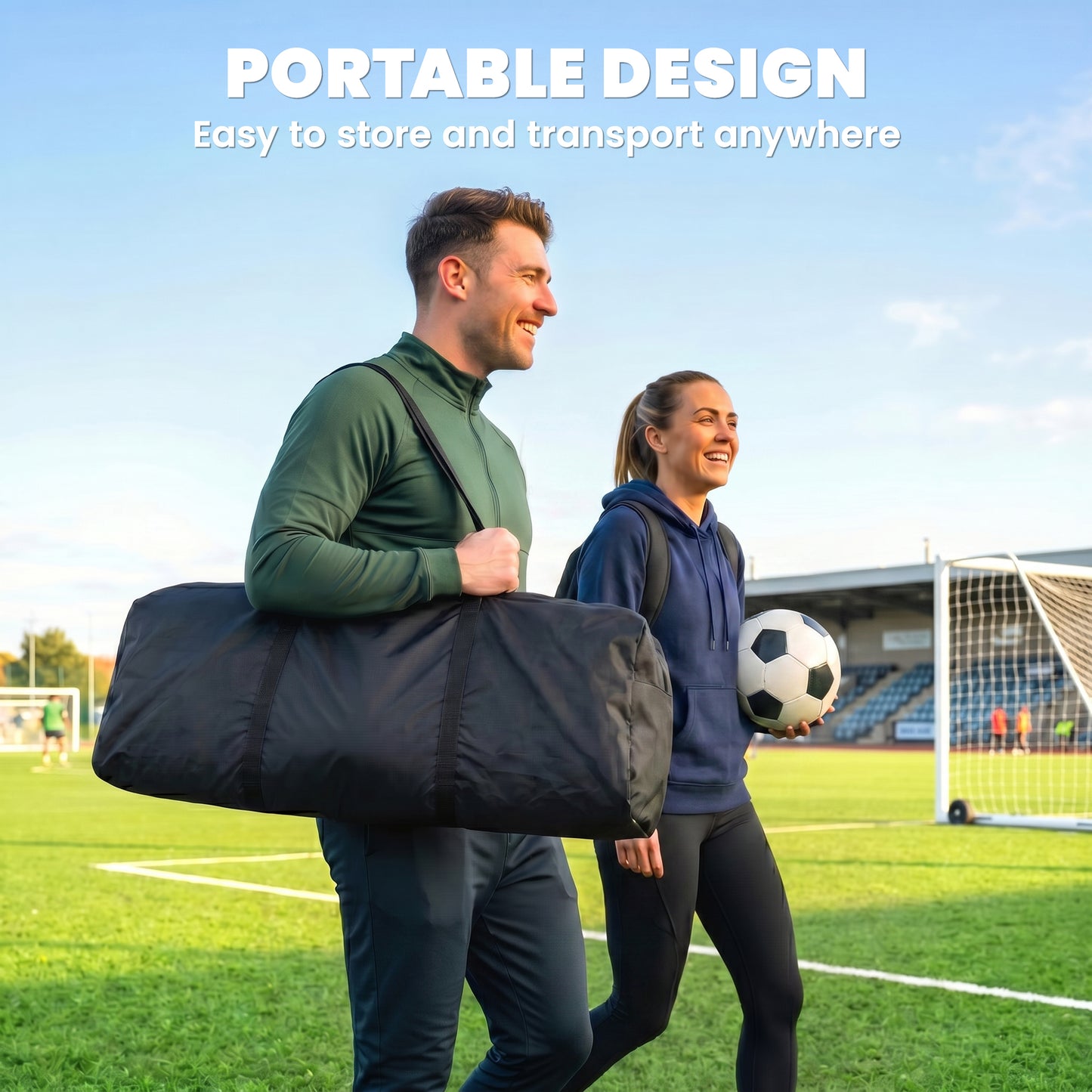 SPORTNOW Football Rebounder Net, Portable Kickback Football Rebounder Net with Carry Bag and Ground Stakes