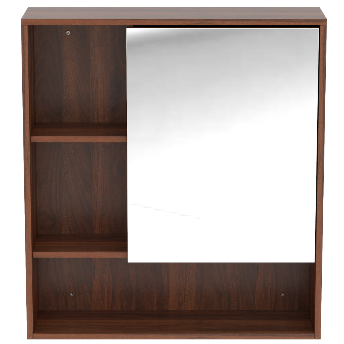 HOMCOM Bathroom Mirror Cabinet, Wall-Mounted Bathroom Cabinet with Mirror Door, Adjustable Shelves, Walnut Brown
