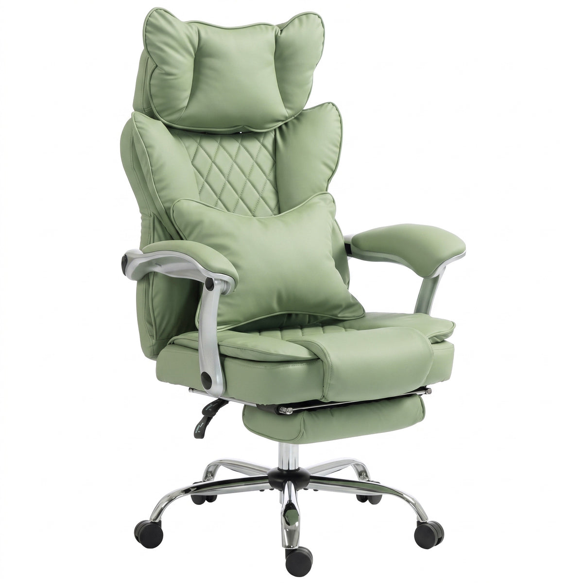 HOMCOM Executive Office Chair, PU Big and Tall Office Chair 180 kg with Wide Seat, Reclining, Lumbar Support, Light Green Default Title