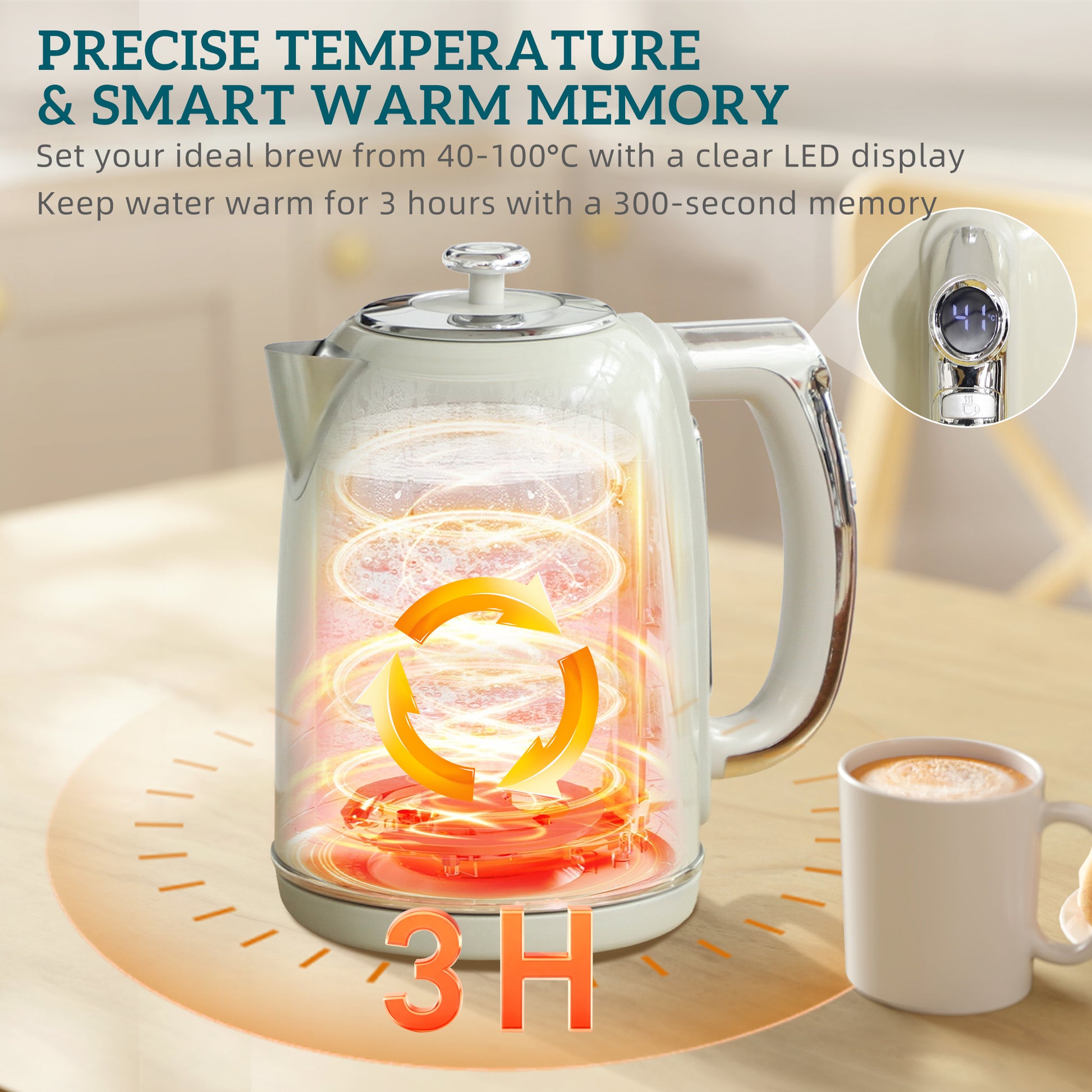 HOMCOM Polished Retro 40-100Â°C Kettle and Toaster Set - Grey