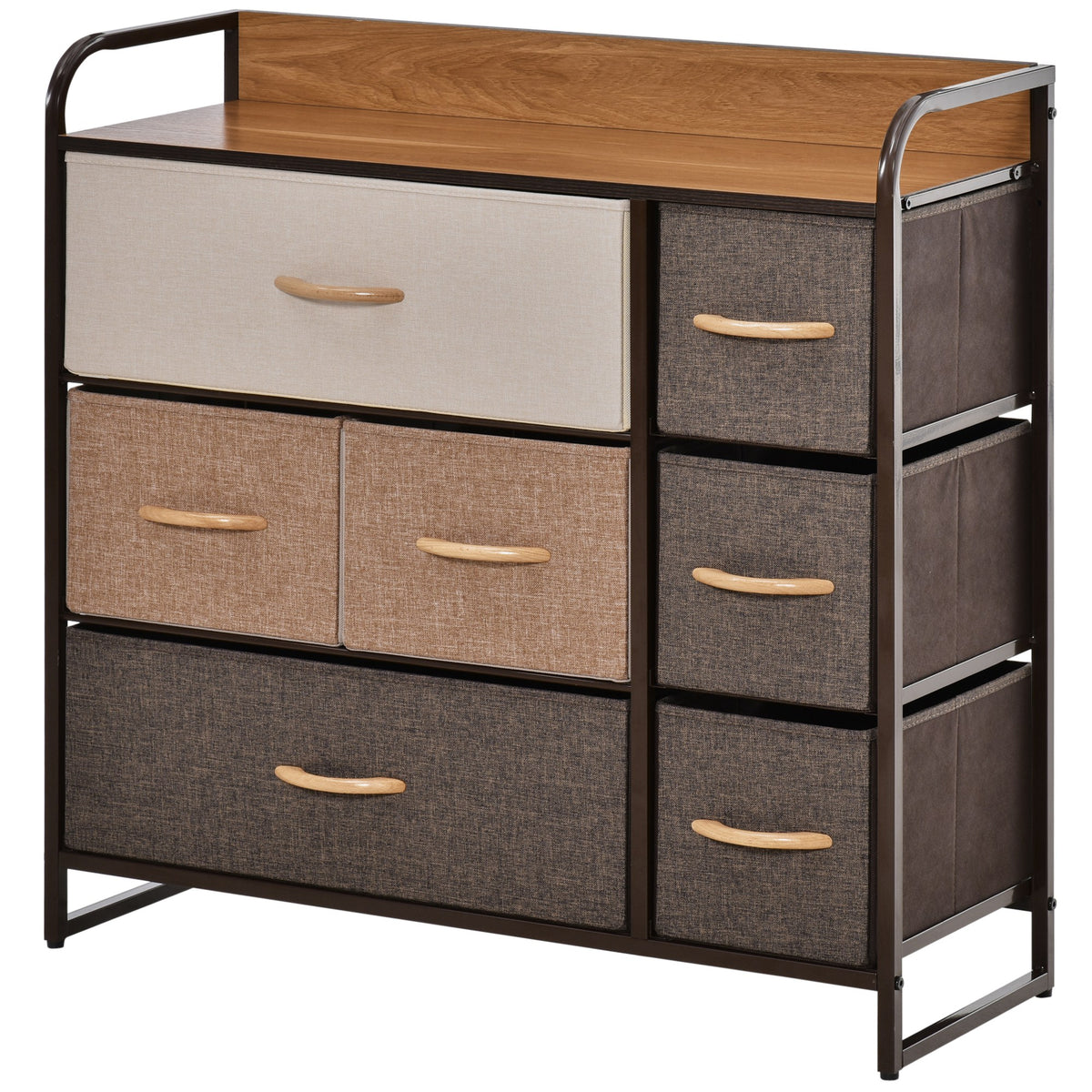 HOMCOM Chest of Drawers with 7 Foldable Drawers, 3-Tier Fabric Bedroom ...