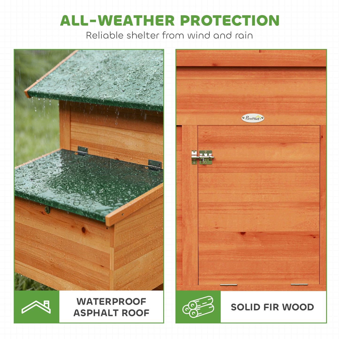PawHut Chicken Coop, Wooden Hen House with Nesting Box, Pull-Out Tray, Waterproof Roof, Wooden Nature